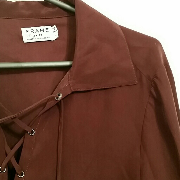 Frame Denim Tops - Frame 100% silk wine long sleeve top size Medium